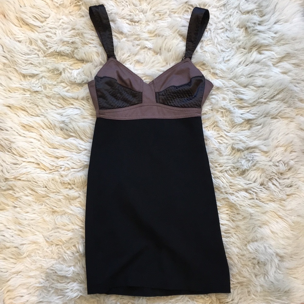 Black mini with mauve bodice